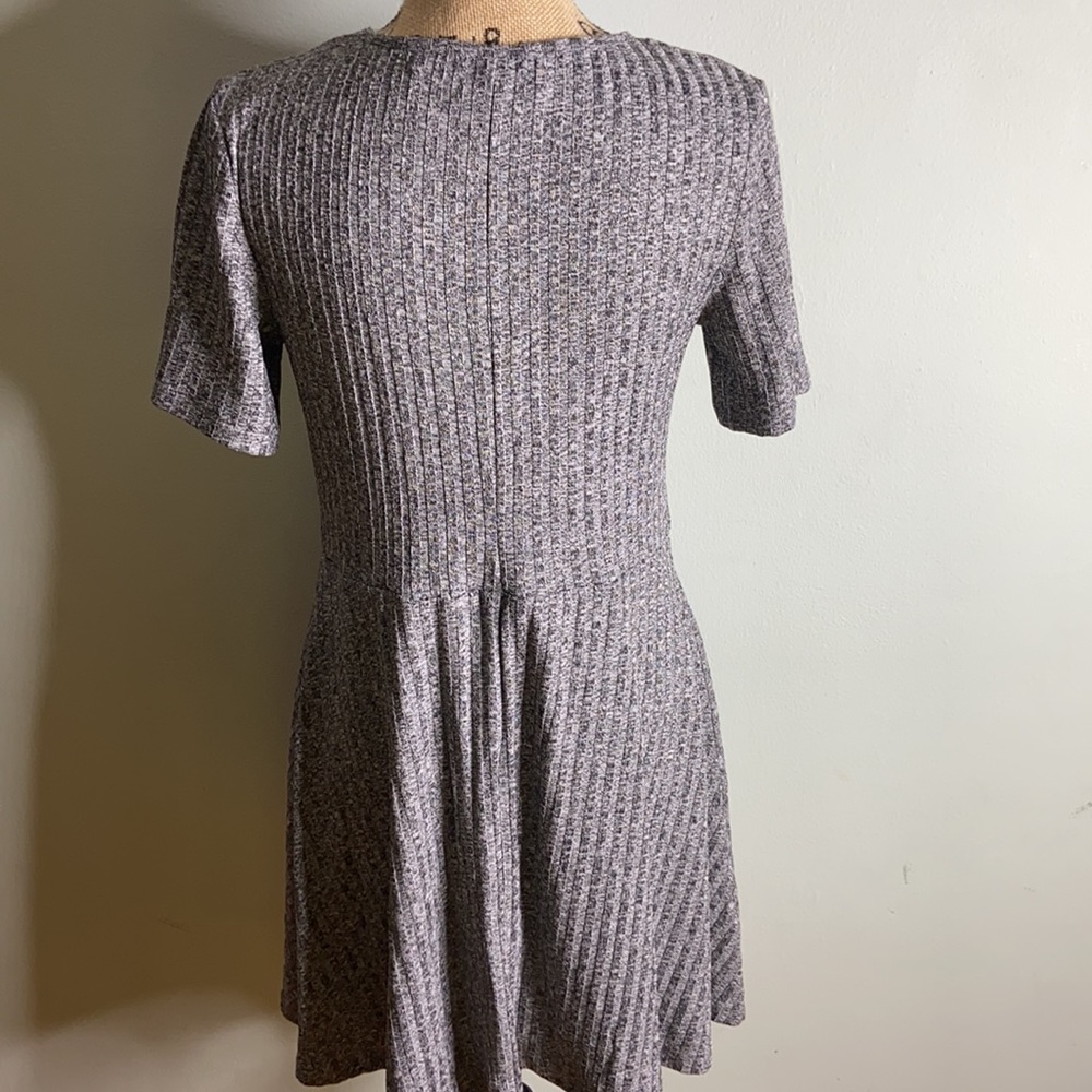 Grey Ribbed Mini Dress - Picture 2 of 4